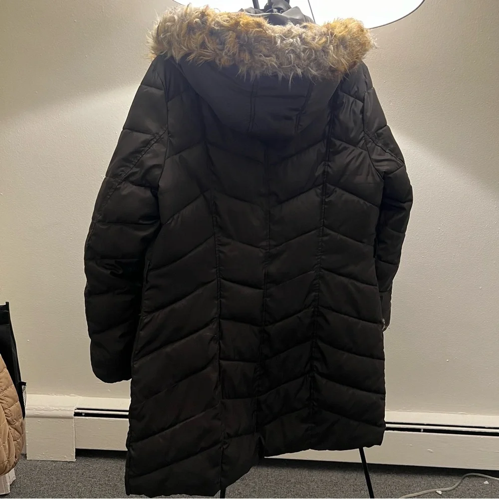 Rachel Roy Olive Green Winter Puffer Coat with fur hood size Large - Picture 6 of 6